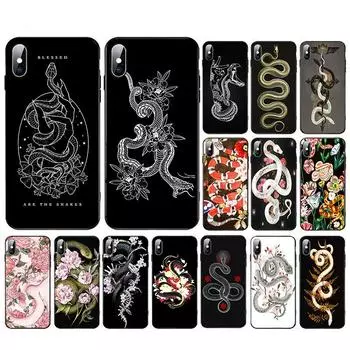 Чехлы для телефонов с рисунком змеи и цветком для iphone 11 11Pro Max 8 7 6 6S Plus X XS MAX 5 5S SE 2020 XR персонализированная мягкая задняя крышка из ТПУ iPhone SE2020