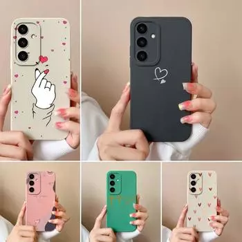 Чехлы для телефонов Samsung A05 A16 A56 F14 S25 Plus Ultra A05S A26 A36 Роскошные сердечки с рисунком из мягкого жидкого силикона для защиты линз Samsung Covers Samsung S25 5G