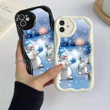 Чехлы для телефонов Samsung Galaxy A25 для iPhone 15 Xiaomi Poco X6 Redmi Huawei Honor 90 Infinix Realme A4, эксклюзивный рождественский арт, кремовый чехол, мягкий чехол for iPhone 6 белый