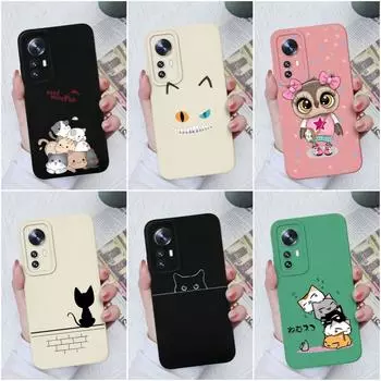 Чехлы для телефонов Xiaomi 12S Pro Ultra 10 11 13 Lite 11i 11T Pro, милый модный чехол с изображением кота, жидкий мягкий силикон, матовый противоударный чехол для Xiaomi, чехол-бампер Xiaomi Mi 6X