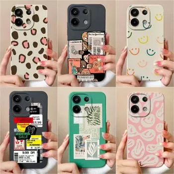 Чехлы для телефонов Xiaomi Redmi 13 A3 4G Note 13 Pro 13R Turbo 3 Корпус Силиконовый Мягкий Модный Этикетка Защитная Пленка Матовые Чехлы Для Телефонов Оболочка Для Redmi Redmi Note 13 4G