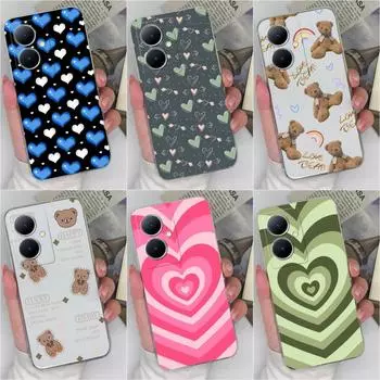 Чехлы для Vivo V27E Y78 Y35m Plus V27 iQOO Neo8 Pro Y02A, чехол для телефона с милым медвежьим сердцем, супер противоударный прозрачный силиконовый мягкий бампер из ТПУ для корпуса Vivo Vivo Y78 5G