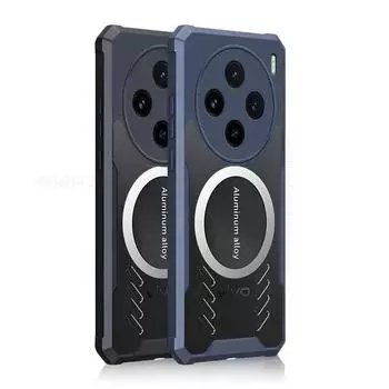 Чехлы для Vivo X100 Pro 5G Охлаждающий теплоотвод Магнитный прозрачный чехол для VIVO X Note X90S X80 X100 Pro Для Magsafe Magsafing Акриловый чехол For Vivo X100 Pro синий