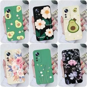 Чехлы для Xiaomi 10 11 12 13 Lite 11T Pro 12S Ultra 13 Pro, чехол с цветком авокадо, защита камеры, жидкий силиконовый противоударный чехол для бампера Xiaomi Xiaomi Mi 6X
