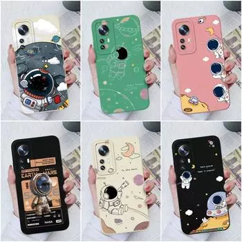 Чехлы для Xiaomi 12T 12S Ultra 10T 11T 10 11 12 13 Lite 11X Pro, модные чехлы для защиты камеры астронавта, квадратный жидкий силиконовый чехол для бампера Xiaomi Xiaomi Mi 6X