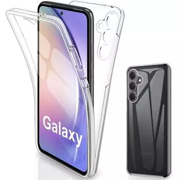 Чехлы для защиты всего тела на 360° для Samsung Galaxy A54 A14 A34 5G 4G A24 A05 A05S A15 A25 A35 A55, прозрачный противоударный чехол из ПК + ПЭТ Samsung Galaxy A14 белый