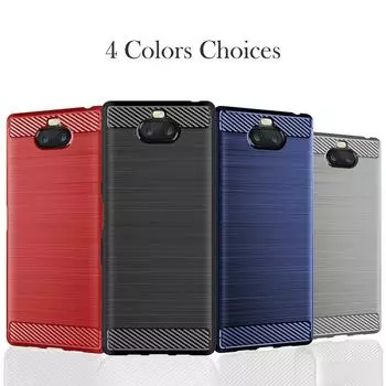 Чехлы из матового углеродного волокна для Sony Xperia 10 plus Мягкий силиконовый защитный чехол для Sony Xperia 10+ Противоударный задний чехол для телефона Xperia 10plus чёрный