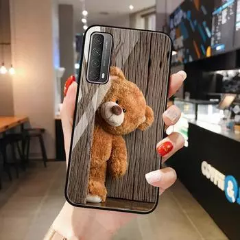 Чехлы из закаленного стекла для iPhone 11 Samsung A32 A50 S21 A52 A30, чехол для Honor 8A 7A 9S 10X Lite Redmi 9C Poco X3 M3, бампер для телефона с рисунком медведя iPhone 14