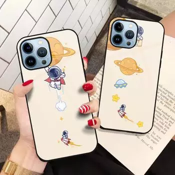 Чехлы из закаленного стекла Moon Astronaut для Iphone 14 13 12 11 Pro Max Mini Xs Xr X 7 8 6s Plus Se 2022, роскошный чехол-бампер For iPhone XS