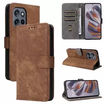 Чехлы-книжки для Motorola Edge 50 Neo 5G/S50 5G PU кожаный защитный чехол для всего корпуса чёрный