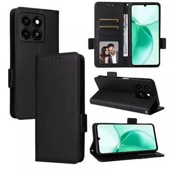 Чехлы-книжки для ZTE Blade A35/Blade A55 Кожаный чехол [Flip Vintage Leather] Кошелек противоударный прочный ретро-чехол для телефона ZTE Blade A55 / Blade A35 чёрный