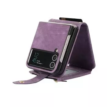 Чехлы-кошельки Ebesfous через плечо на молнии для телефонов Samsung Galaxy Z Flip 4 Flip 3, держатель для карт, подставка, ремешок, складной кожаный чехол Case & Strap красный