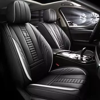 Чехлы на автомобильные сиденья из искусственной кожи, подушка для сиденья, разделенная защита скамейки, универсальная, подходит для авто, грузовика, фургона, внедорожника, универсальный чехол для автомобильного сиденья One Seat чёрный/белый