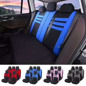 Чехлы на автомобильные сиденья Передние сиденья Задняя скамья Полиэстеровые защитные чехлы для автомобильных сидений Простая установка Разделенная задняя скамейка Классический интерьер чёрный/красный