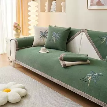 Чехлы на диван из синели с цветочной вышивкой для гостиной, универсальное полотенце для дивана на четыре сезона, нескользящее современное простое диванное подушку для дома 70x70cm 1pcs