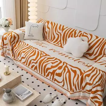 Чехлы на диван из синели с узором зебры, универсальная цельная подушка для дивана Four Seasons 180*130CM