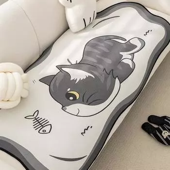Чехлы на диваны в виде кошки, собаки, панды, секционный диван, пушистый нескользящий диван, чехол для мебели, защита от неровностей, трехместная подушка для дивана 70x70