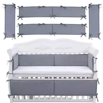 Чехлы на направляющие для кроватки, 4 шт./компл., защищают кроватку вашего ребенка, предотвращают столкновения, сплошные цветные усиленные чехлы на направляющие для кроватки серый