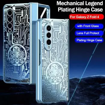 Чехлы на петлях с покрытием для Samsung Galaxy Z Fold 4, чехол с прозрачным механизмом, передняя стеклянная крышка с легендой для Z Fold4, 5 г, капа For Samsung Z Fold 4 чёрный