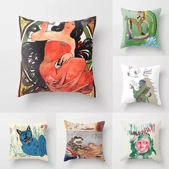 Чехлы на подушки с принтом японской мифологии, наволочки для спальни, гостиной, домашнего декора 40x40cm