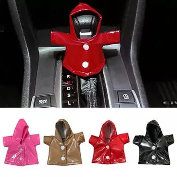 Чехлы на ручки переключения передач с капюшоном, крошечные чехлы на ручки переключения передач из искусственной кожи, автомобильная защита для ручки переключения передач, милый автомобильный интерьер