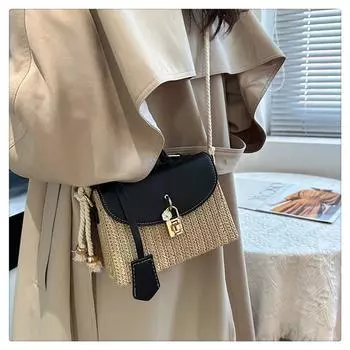 Чехлы на ручки, весенний кошелек, сублимационная праздничная пляжная приморская сумка-мессенджер весна/лето 2024, сумка Bolso De Tela из полого ротанга чёрный