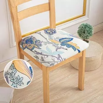 Чехлы на сиденья стула с цветочным принтом, эластичные мягкие чехлы на подушки для сидений, эластичные чехлы из спандекса для гостиной, ресторана, свадьбы 1PC Seat cover