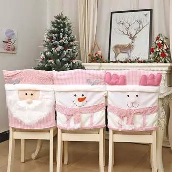 Чехлы на спинки стульев с изображением мультфильмов, моющиеся розовые чехлы на спинки стульев, чехлы для стульев в столовой, украшения для дома