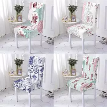 Чехол на стул в европейском стиле с растительным принтом, эластичные чехлы для кухонных стульев, чехлы для стульев в гостиной с цветочным принтом Stuhlbezug 1PCS