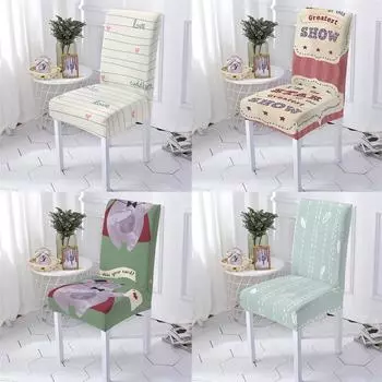 Чехлы для стульев в стиле мультфильмов с животными Чехлы для стульев для столовой Чехол с узором из английских букв для детских стульев Чехол 1PCS