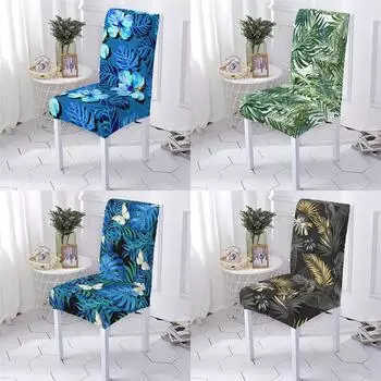 Чехлы на стулья в растительном стиле, чехлы на компьютерные стулья, чехлы на стулья с растительным принтом, эластичные чехлы на стулья для столовой, домашние Stuhlbezug 1PCS