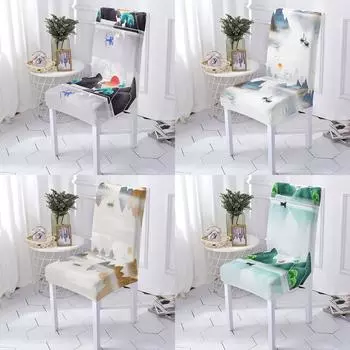 Чехлы на стулья в стиле природных пейзажей, Чехлы на стулья для столовой, Чехлы на игровые стулья, Чехлы для баров с пейзажным узором, Стулья для дома 1PCS
