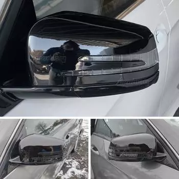 Чехлы на зеркала заднего вида для Mercedes-Benz ABCES Class W176 W246 W204 W212 W221 CLS C218 GLA X156 CLA C117 из углеродного волокна Bright black