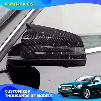 Чехлы на зеркала заднего вида для Mercedes-Benz W204 E W212 W176 W246 CLS C218 GLA X156 ABS глянцевое углеродное волокно Bright black