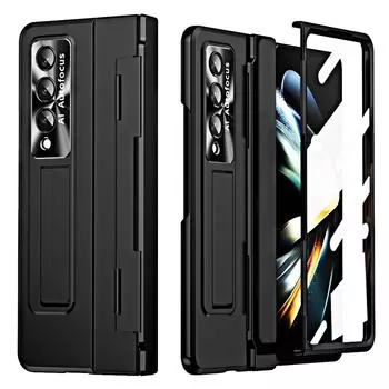 Чехлы с подставкой на петлях для Samsung Galaxy Z Fold 4 Fold 3 5g, чехол с покрытием держателя, защитный чехол для ПК, чехол со стеклом переднего экрана For Galaxy Z Fold 4