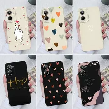 Чехлы с сердечками для OPPO Realme 5 6 7 8 9 10 Pro Pro + 5S 5i 6i Square Liquid, мягкий противоударный чехол для телефона, чехол для пары для OPPO Realme Fundas Coque Realme 2