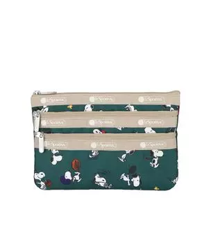 Чехол 3ZIP Snoopy and Woodstock Green [LeSportsac] [Официальный] COSMETIC/7158