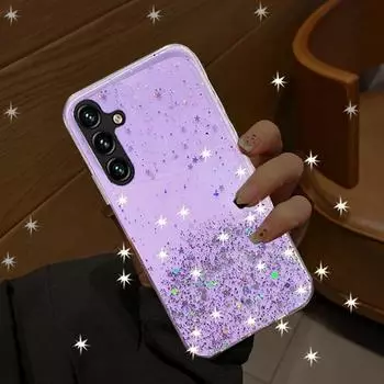 Чехол A05S A15 A25 A35 S24, роскошные блестящие мягкие чехлы для телефонов с блестками для Samsung Galaxy S24 Ultra Plus A05 A05S A15 A25 A35 5G 4G, прозрачная задняя крышка For Samsung S24 Ultra чёрный