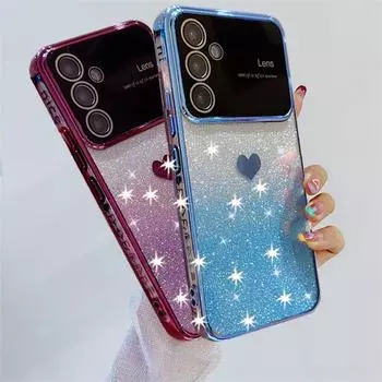 Чехол A15 A25 с блестящим градиентом и сердечком для Samsung Galaxy A15 A25 A 15 25 GalaxyA15 GalaxyA25 5G, защитный чехол для камеры, мягкий силиконовый чехол For Samsung Galaxy A15 серебряный