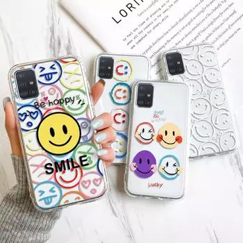 Чехол A51 для Samsung A22, силиконовые чехлы для Samsung A32 4G A52 A72 5G A12 A21S A03S A71 31 A50S A30S A42 A10, чехол для телефона со смайликом forGalaxy A03S 166EU