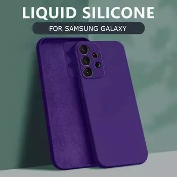 Чехол A53 A73 A33 A23, мягкие жидкие силиконовые чехлы на ощупь для Samsung Galaxy A53 A23 A33 A73 A13 A22 A32 A52 A72 A51 A71 M32 M33 M53 5G 4G, задняя крышка Samsung Galaxy A72 темно-фиолетового
