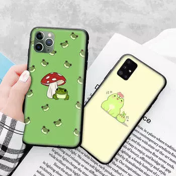 Чехол A-142 с милой лягушкой для Samsung S24 S23 S22 S21 FE Ultra Xiaomi Redmi Note 13 12 11 iPhone 14 15 Pro Max OPPO A12 Reno VIVO A15 Samsung J6 2018 бездна