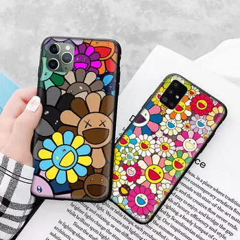 Чехол A-206 Murakami Flower для Samsung S24 S23 S22 S21 FE Ultra Xiaomi Redmi Note 13 12 11 iPhone 14 15 Pro Max OPPO A12 Reno VIVO A15 OPPO A76 4G кожа буйвола
