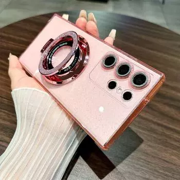 Чехол A 55 35 25 15, модный, мягкий, из ТПУ, с блестками, с кольцом, магнитной подставкой, держателем, защитная задняя крышка для Samsung A54 A53 A34 A24 A14 A05S A53 A52 Samsung A55 синий