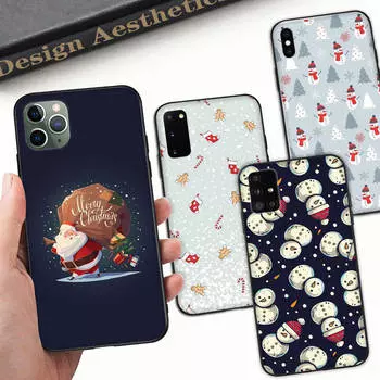 Чехол A-87 с рождественским принтом для OPPO Reno Samsung Iphone Xiaomi Redmi Note 10 11 12 15 13C 9C A12 A55 7 8 9 Pro Plus S24 S23 S22 FE Ultra A22 A25