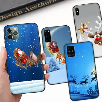 Чехол A-89 с рождественским оленем для OPPO Reno Samsung Iphone Xiaomi Redmi Note 10 11 12 15 13C 9C A12 A55 7 8 9 Pro Plus S24 S23 S22 FE Ultra A22 A25