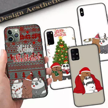 Чехол A-96 с милым медведем на Рождество для OPPO Reno Samsung Iphone Xiaomi Redmi Note 10 11 12 15 13C 9C A12 A55 7 8 9 Pro Plus S24 S23 S22 FE Ultra A22 A25
