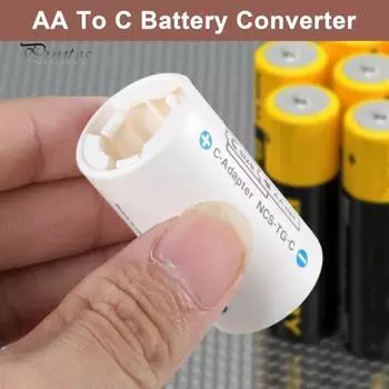 Чехол-адаптер для батарей LR6 AA - LR14 C Держатель для батареек-переходников LR6 - LR14 Чехол-переходник для батареек размера AA - C белый