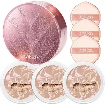 Чехол Age Twiny s Twinkle Edition Essence Cover Pact + сменный блок, 12,5 г x 3 шт., розово-бежевый (21), 1 комплект популярной корейской косметики