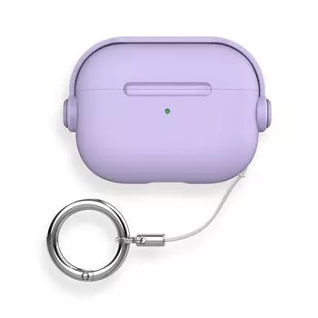 Чехол Airpods Pro с замком безопасности Ударопрочный чехол Airpods Pro с ремешком-кольцом Карабин TPU Magsafe Поддержка беспроводной зарядки Защита от потери AirPods светло-фиолетовый